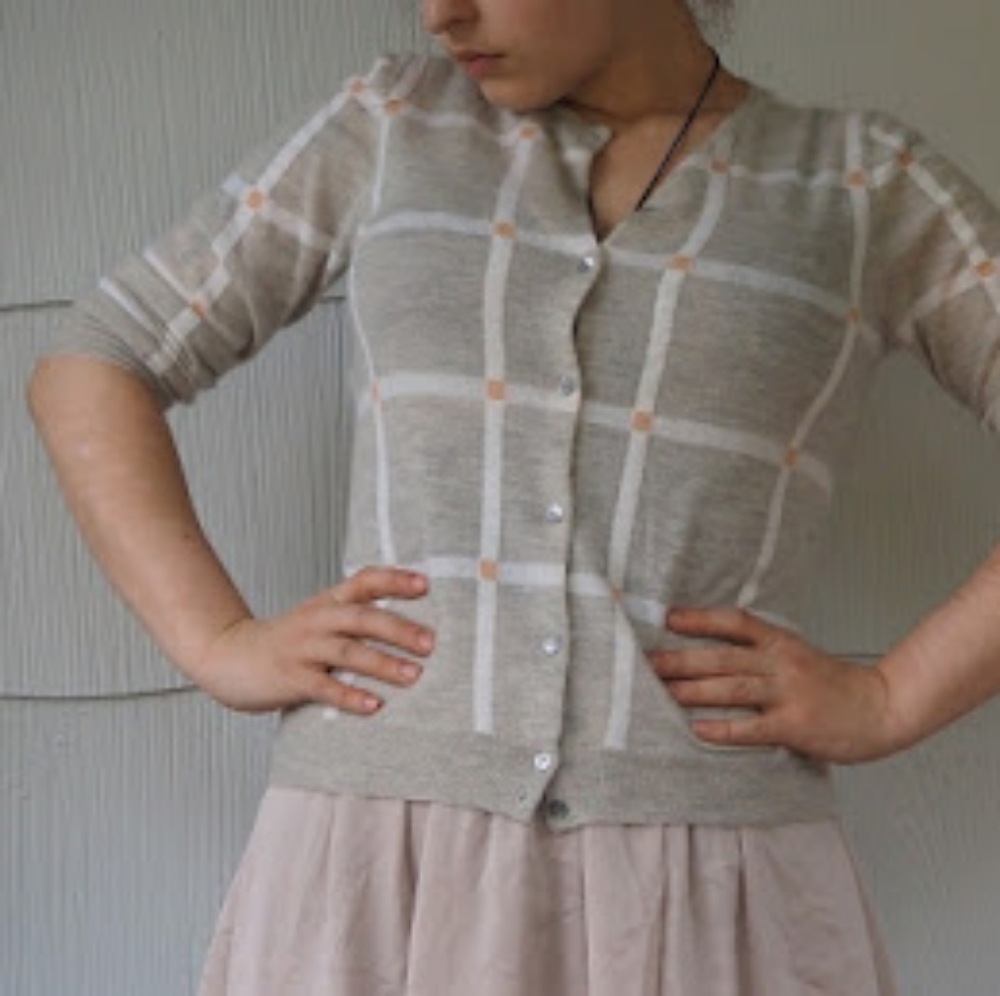 J. Crew collection 100% Italian Cashmere grid cardigan